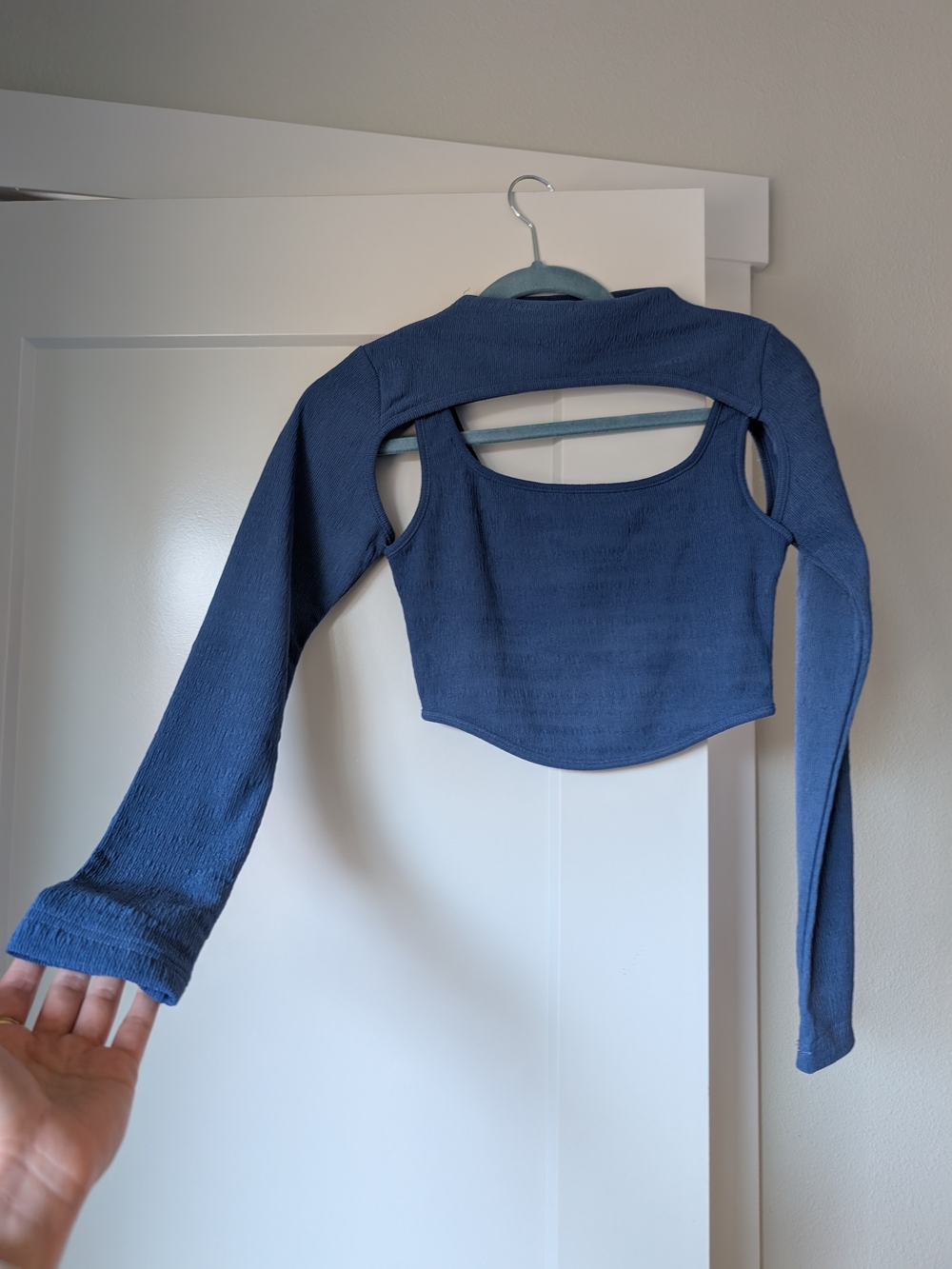 Two Piece Long Sleeve And Crop Top in Blue